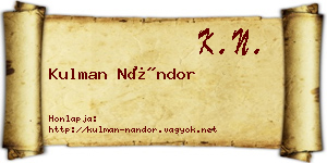 Kulman Nándor névjegykártya