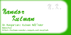 nandor kulman business card